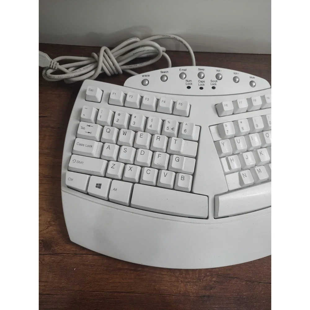 Perixx PERIBOARD-512 Wired Full-Size Ergonomic Natural Split Keyboard White D1
